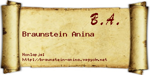 Braunstein Anina névjegykártya